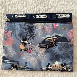 LeSportsac Blue and Pink Pouch with Mickey Mouse Design